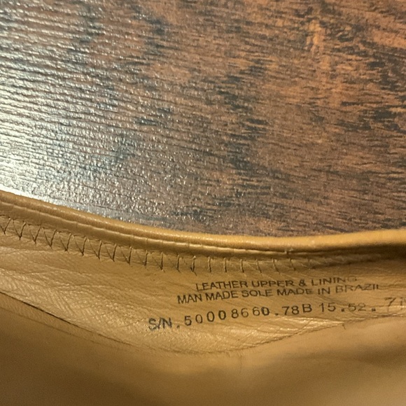 TORY BURCH TAN LEATHER PEEP TOD WEDGE HEELS - Picture 5 of 9